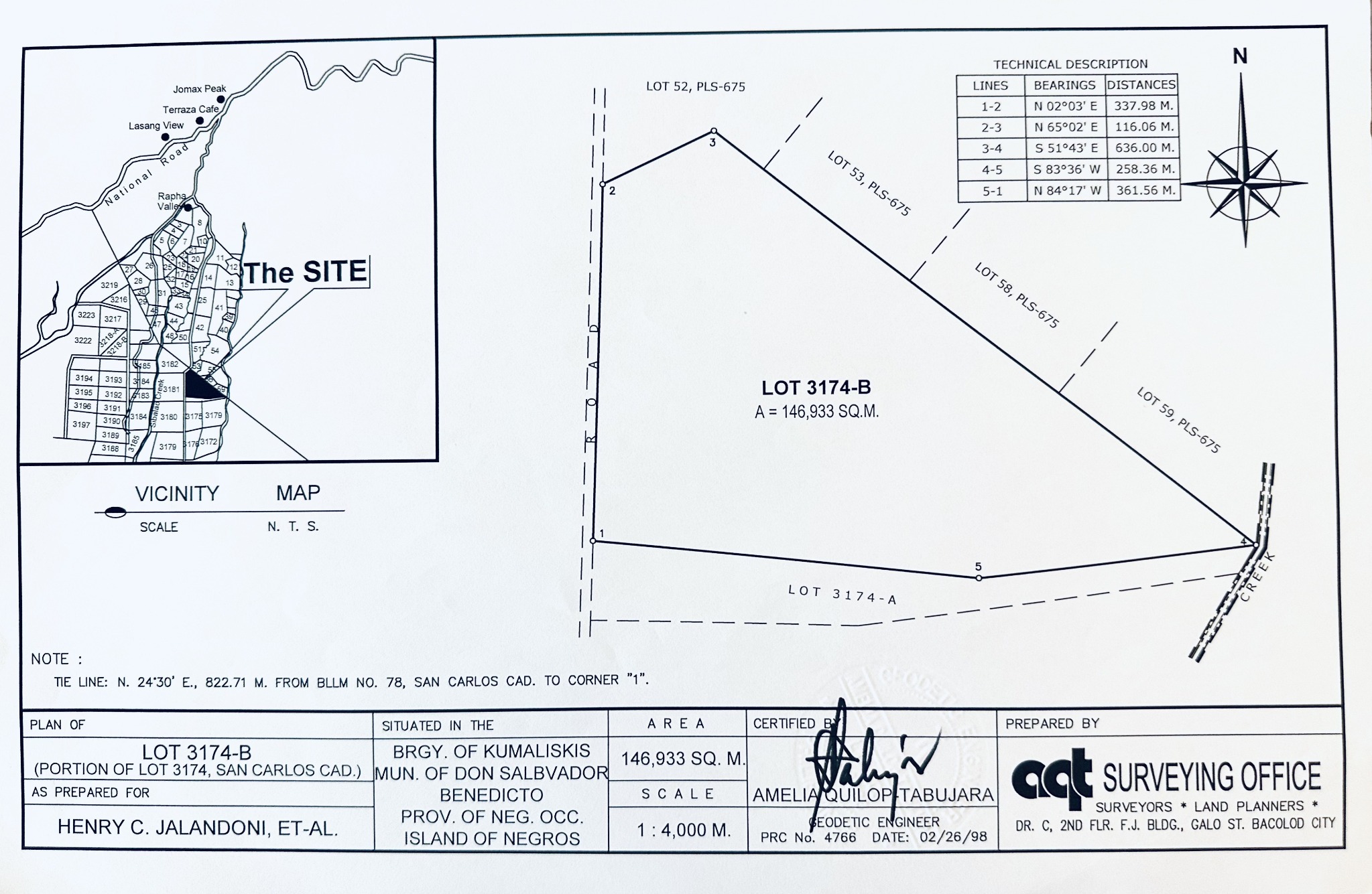Survey plan for Lot 3174-B