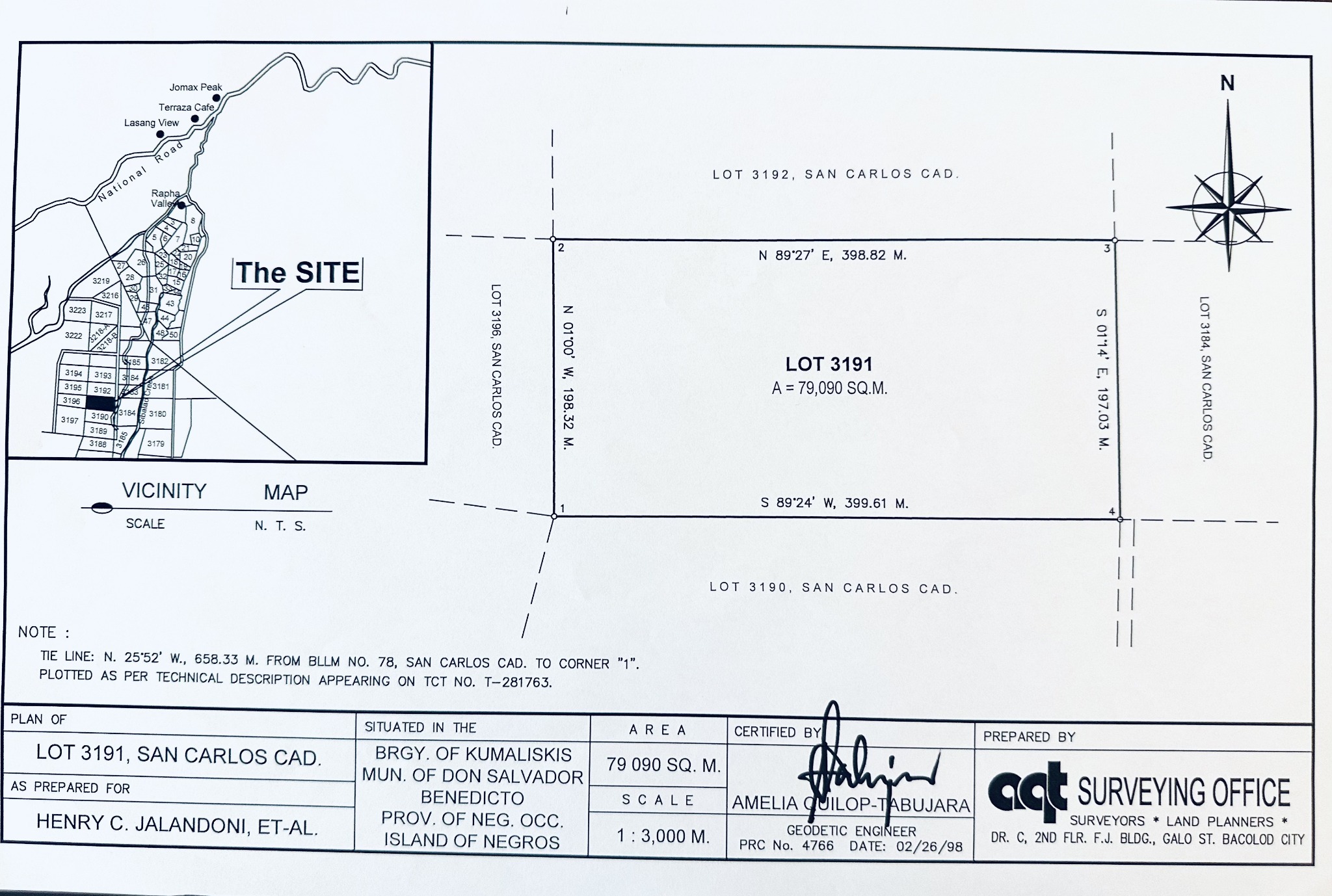 Survey plan for Lot 3191