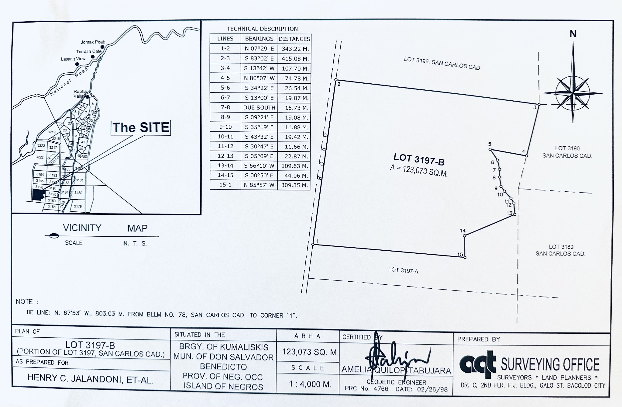 Survey plan for Lot 3197-B