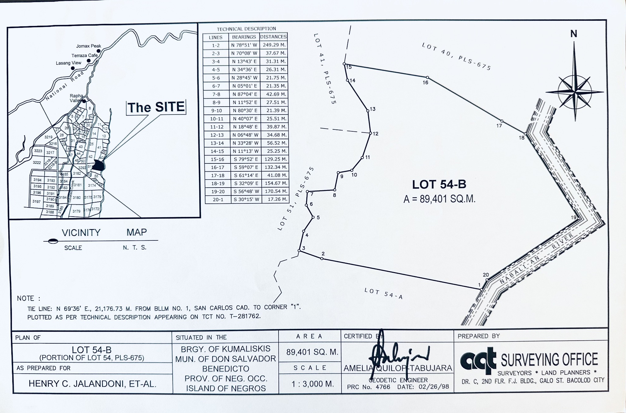 Survey plan for Lot 54-B